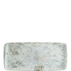 2x Servierplatten Speiseteller Porzellan Geschirr Rechteckig Grün Weiß Bonna Odette Olive Moove 34x16cm Kantenschutz 23