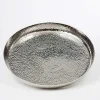 Null Tablett Rund, Gehämmert, Mittel Höhe 4,0 Cm Ø 46,0 Cm Aluminium Vernickelt 23