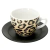 Null 18-tlg. Kaffeeservice Leopard Lampart Schwarz + Leoparden Muster 23