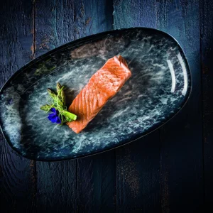 6x Servierplatten Speiseteller Porzellan Geschirr Oval Blau Weiß Schwarz Bonna Sepia Gourmet 34x19cm Kantenschutz 19