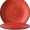 6x Pastateller Geschirr Tief 25cm 130cl Rot Creme Rund Porzellan Bonna Aura Passion Bloom Kantenschutz 23