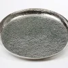 Null Tablett Rund, Gehämmert, Groß Höhe 5,0 Cm Durchmesser 57,0 Cm Gewicht 1,85 KG Aluminium Vernickelt 25