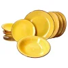 Null MamboCat Uni Gelb 12-tlg. Teller Set Geschirr Steingut 25